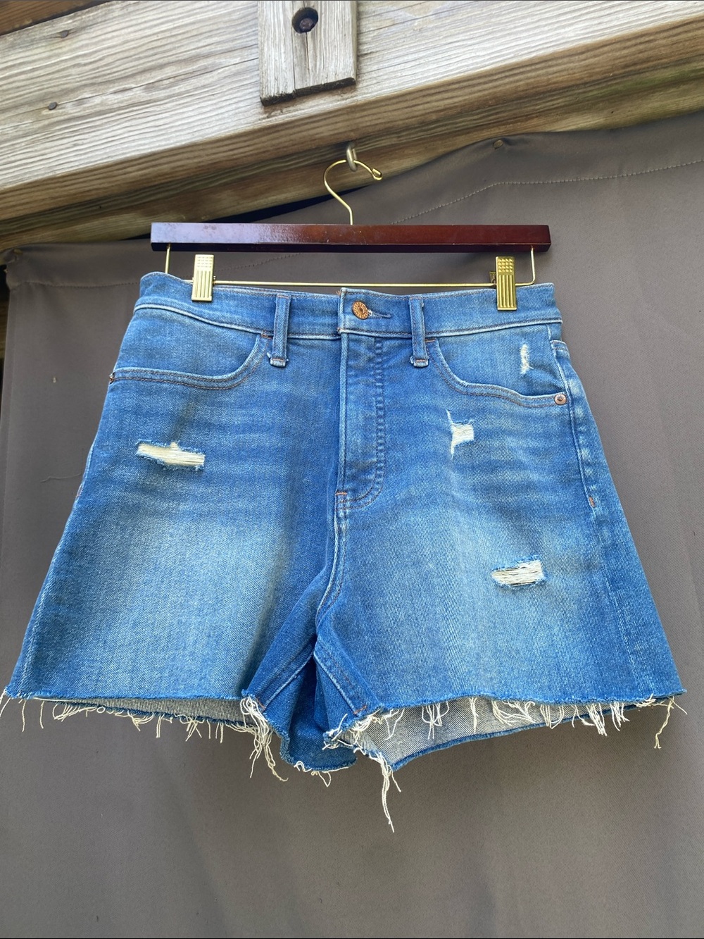 Express Blue Distressed Denim Cutoff Shorts
